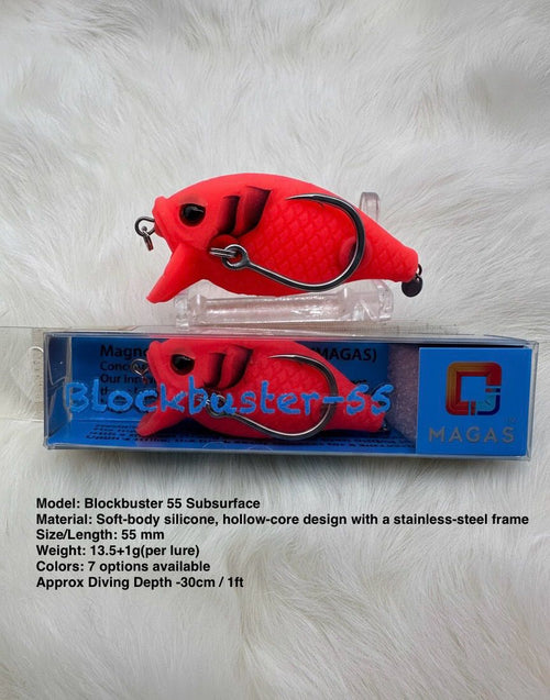 MAGAS Blockbuster-55 Subsurface soft silicone anti-snag fishing lure with patented Magnetic Anti-Snag System for shallow subsurface fishing